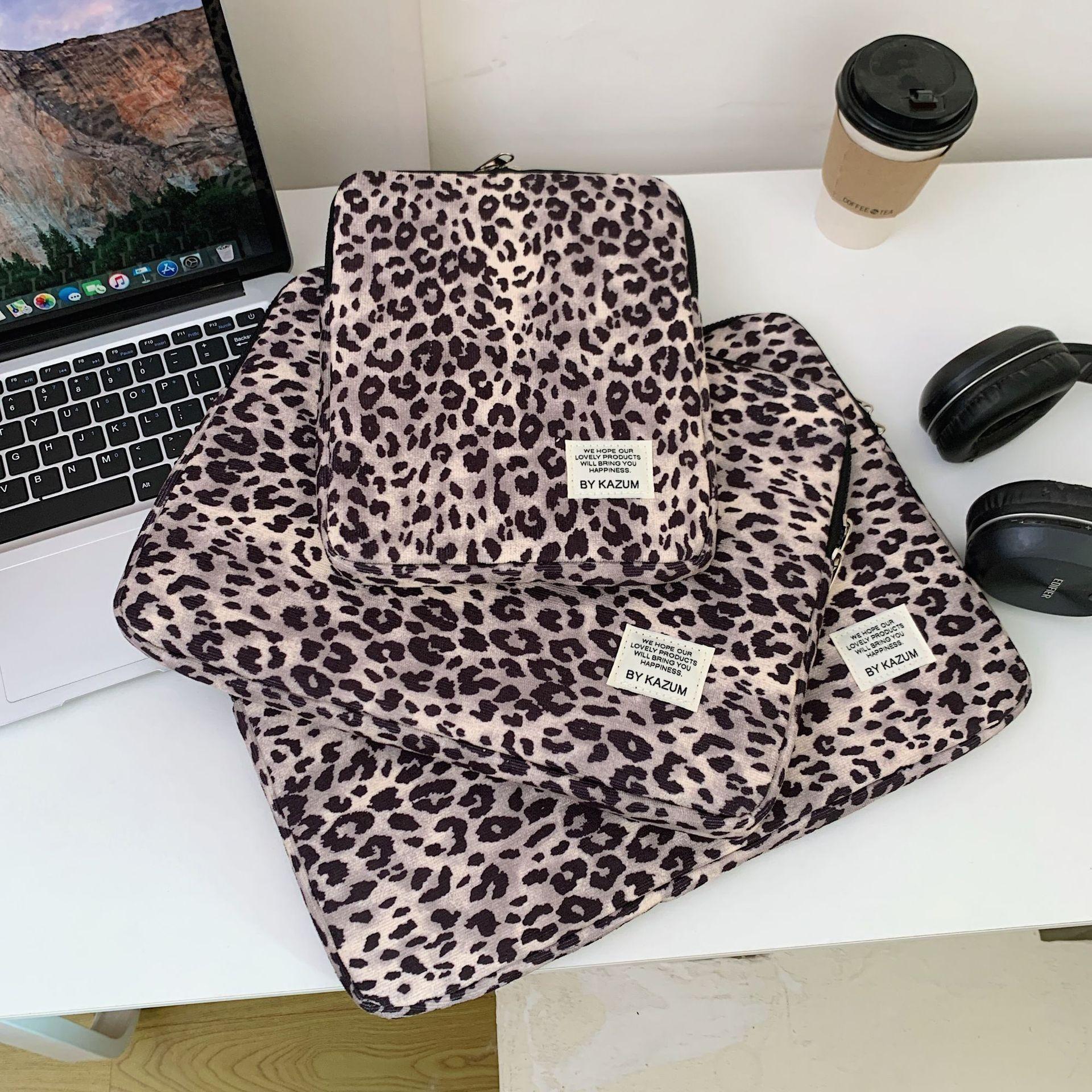 Leopard Print Laptop Sleeve For Ipad Air6 Pro11 Macbook Air13.3 13.6 Pro14 15 Dell Huawei Samsung 15.6 16 Inch Shockproof Bag