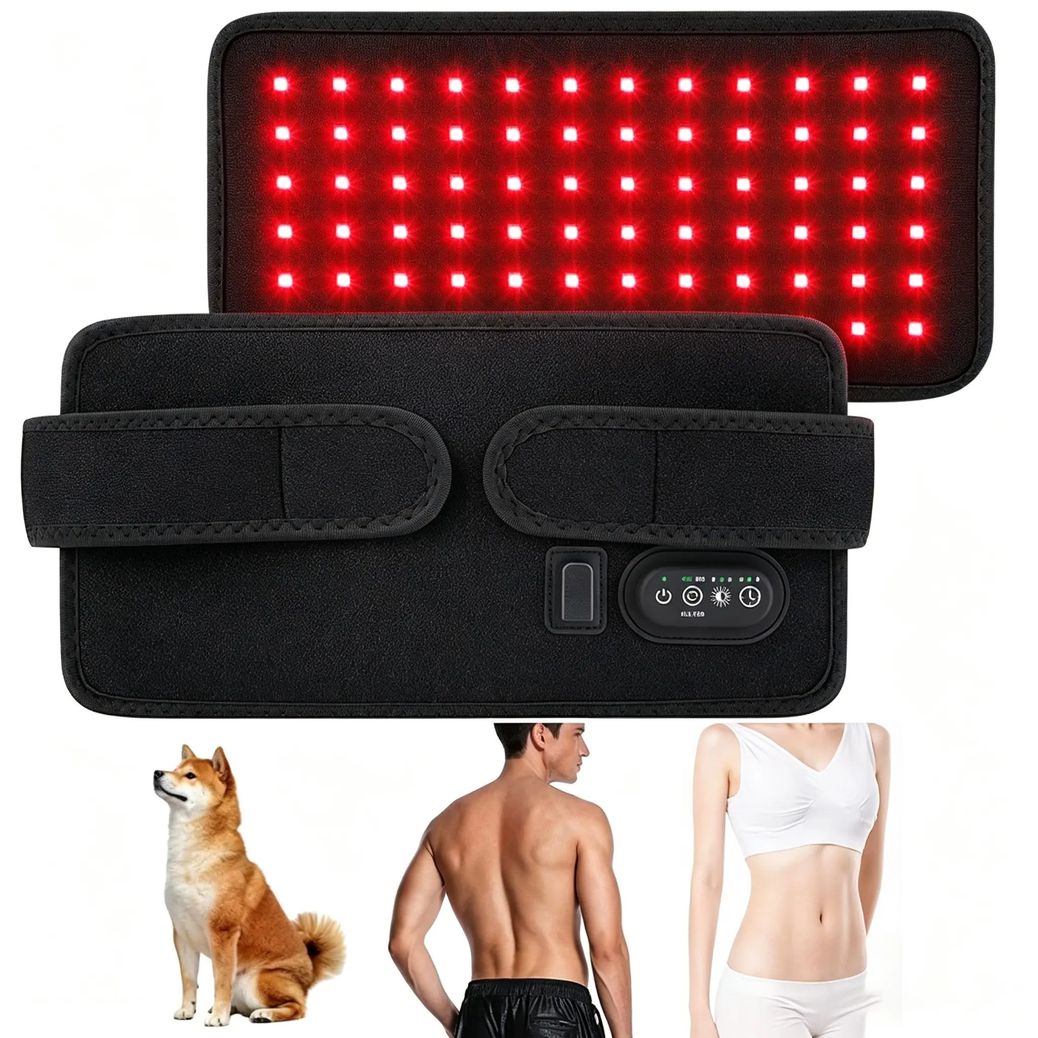 Red-Light Pad for Body Back Knee Shoulder Hands Feet, 660nm & 850nm Light Wrap Includes 2 Straps, USB Plug-in
