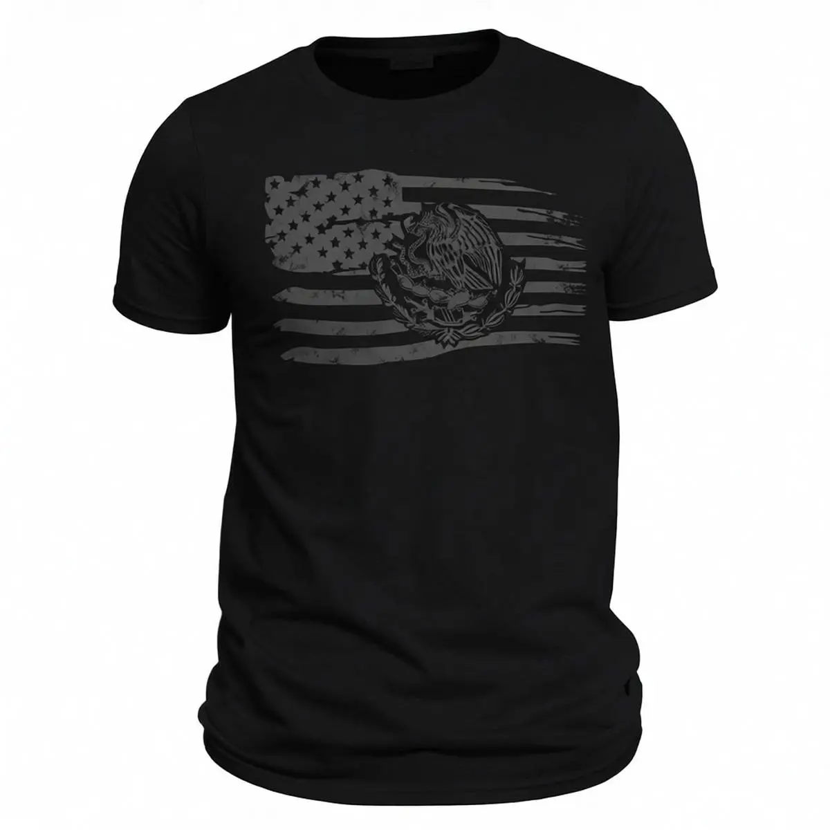 Unisex Mexican American Flag 100% Cotton Casual Streetwear Graphic Tee, Crew Neck Short Sleeve Regular Fit Basic Fashion Apparel, All Seasons, Check Size Guide