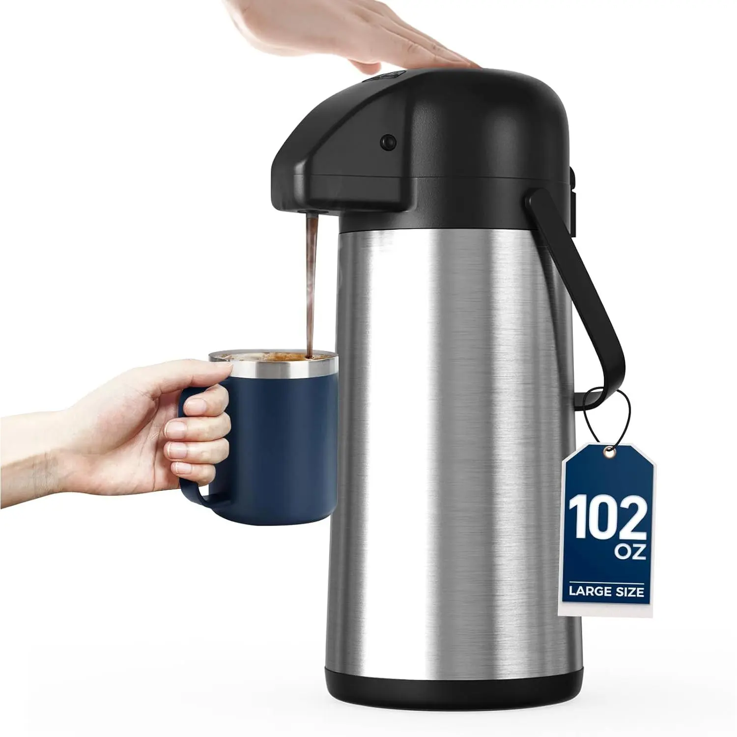 Coffee Carafe for Keeping Hot -  102OZ / 3L Airpot Coffee Dispenser with Pump - Large Coffee Carafe for Hot Drinks  Liquid - Insulated Stainless Steel Hot Water Beverage Urn for Parties