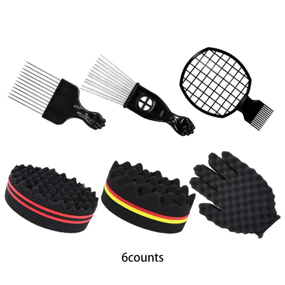 6 Counts Hair Curling Comb Set, Dreadlock Care Tools, Sponge Styling Combs, Steel Needle Insert Combs, Six-Piece Kit, Comb Type, Curly Hair Comb