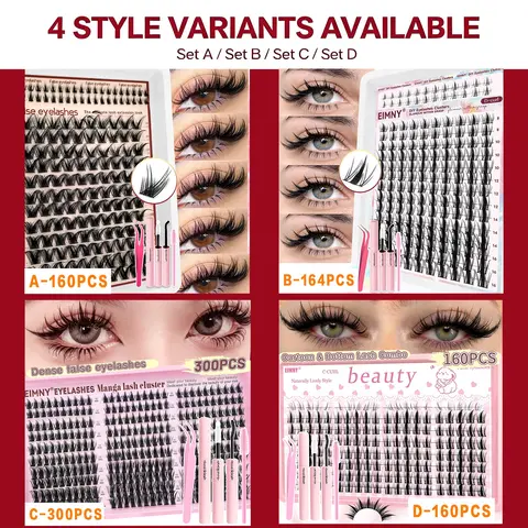 Fluffy Delicate D-Shaped Curled False Eyelashes, Eyelash Falsies, False Lash Extensions, Mixed Lengths 10-16mm, Natural Style Anime Fox Fur Eyelash Extension Set