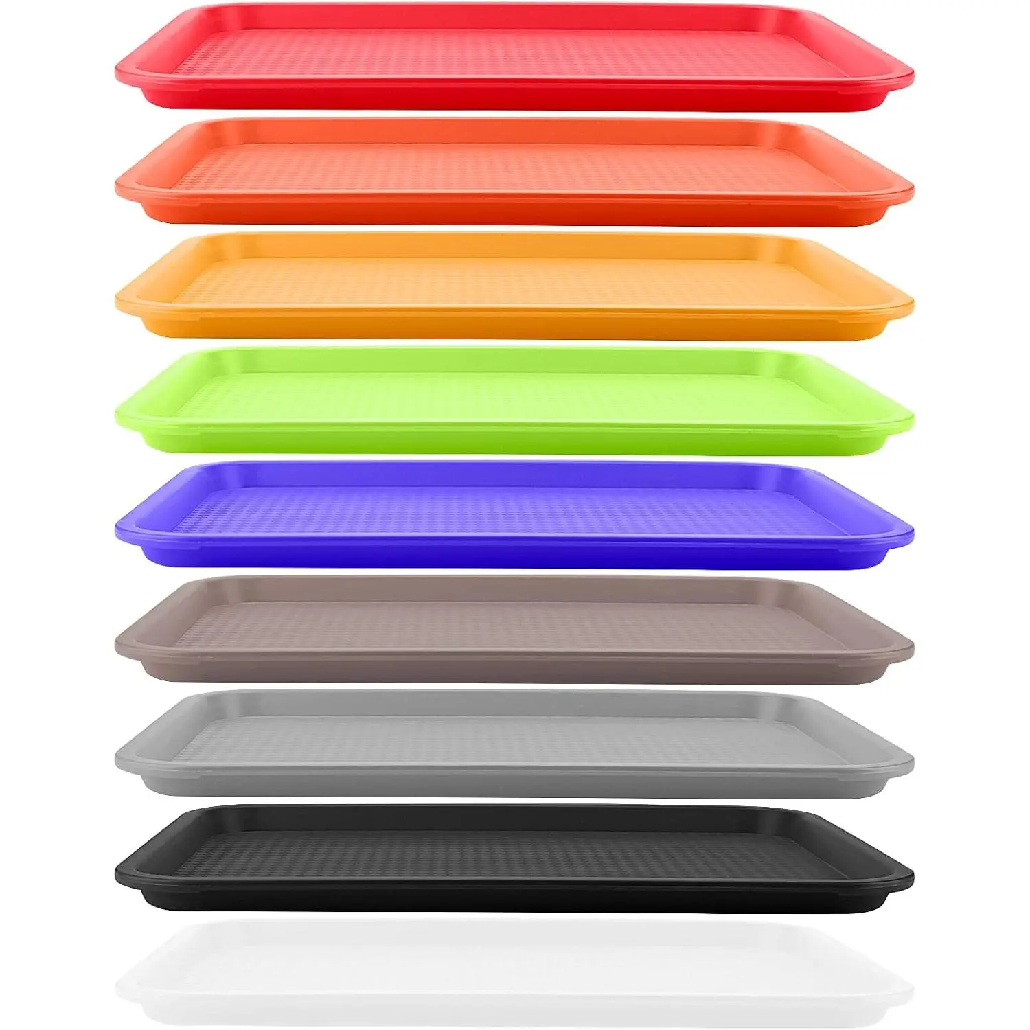 9 count 16 x 12 inch Plastic   Serving Trays, Restaurant Serving Tray Set, Colorful  Serving Tray for Hotel, 9 Colors