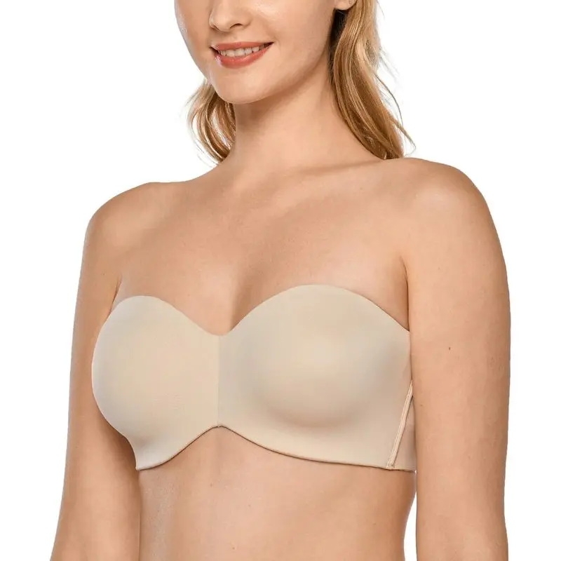 Women's Strapless Unlined Minimizer Bras| for Large Breasts, Non Padded, Underwire, Plus Size, Support