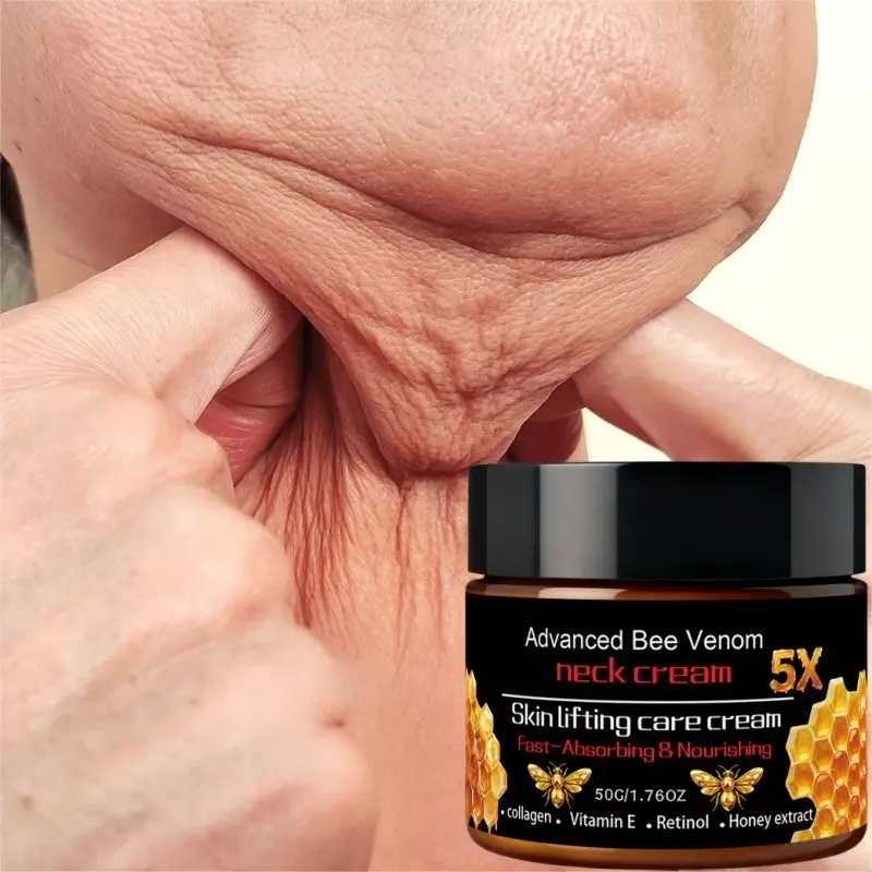 Advanced Bee Venom Neck Cream, 5X Skin Lifting Care, Firm Saggy Neck Skin, Tightening,  Long-Lasting Hydration, Boost Neck Radiance, Infused Collagen, Vitamin E, Retinol & Honey Extract, Fast Absorbing  Neck Moisturizer