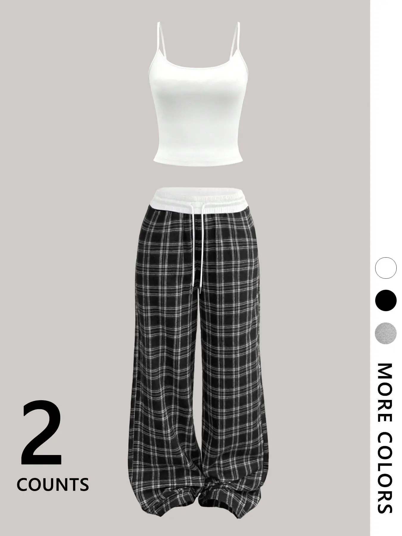 Women's Two-Piece Set, Striped Plaid Tank Top & Long Pants, Fitted Streetwear Casual Fashion Trendy Sportswear, Athleisure Wear Set, Athleisure Summer Clothes, Athleisure Activewear Set, Athleisure Outfit