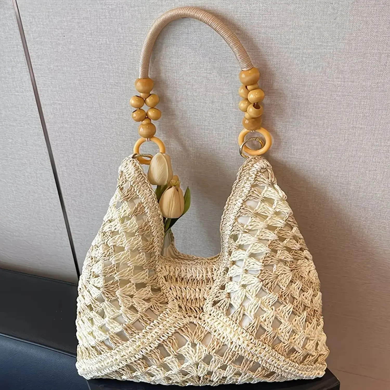 Women's Handmade Straw Tote Bag – Large Crochet Beach Shoulder Bag for Travel & Everyday Women's Handmade Straw Tote Bag – Large Crochet Beach Shoulder Bag for Travel & Everyday