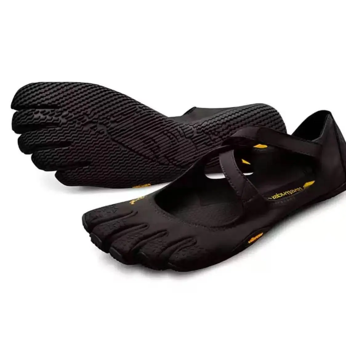 Women's 5-Finger Toe Barefoot Mary Jane Sneakers - Female Cotton Upper, Breathable Lightweight, 0-Drop Flexible Grip Sole, Toe Separation, Arch-Free for Yoga, Walking, Outdoor Activities, Black, Barefoot Shoes, 5 Finger Toe Shoes
