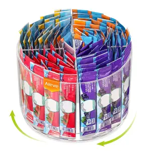 360° Rotating Drink Packet Organizer, Beverage Organizer - Clear Acrylic Lazy Susan for Water Flavor Mixes, Tea Bags & Liquid I.V. - Ultimate Hydration Station for Kitchen Countertop, Pantry & Office Breakroom#SummerVibes