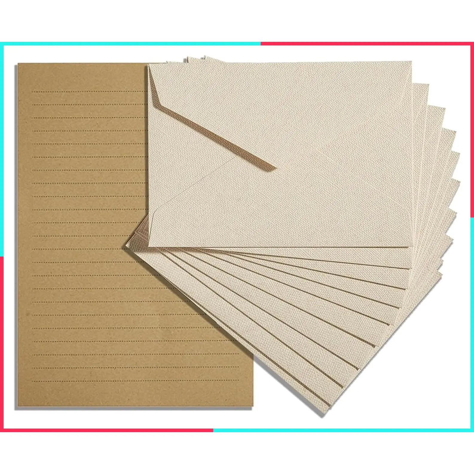 Stationery Writing Paper and Envelopes Set with Jute Rope 4 X 6 for Writing Letter, (20 Best Paper with 10 Heavyweight envelopes),by Better Gift Office Products (Ivory White)