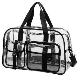 Large tote bag, ideal for stadium events; transparent sports bag, perfect for sporting events; travel makeup bag