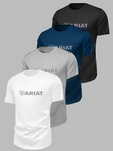 4-Pack Men's Round Neck Casual Short Sleeve T-Shirts, Breathable and Comfortable, Ideal for Outdoor Activities and Daily Wear