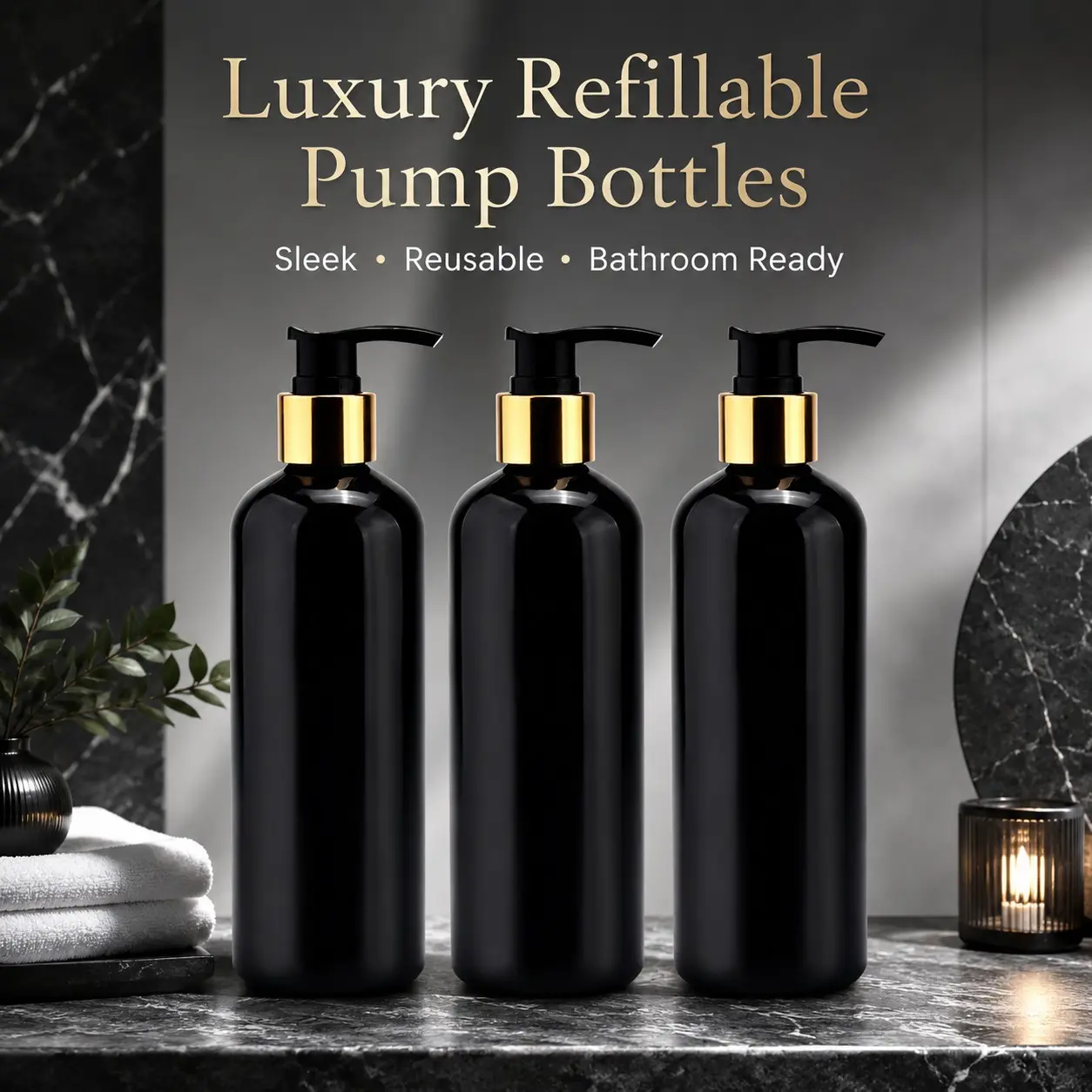 3 Pack 300ML Refillable Pump Bottles, Pet Dispensers with Pumps, Ideal for Bathroom and Vanity Use