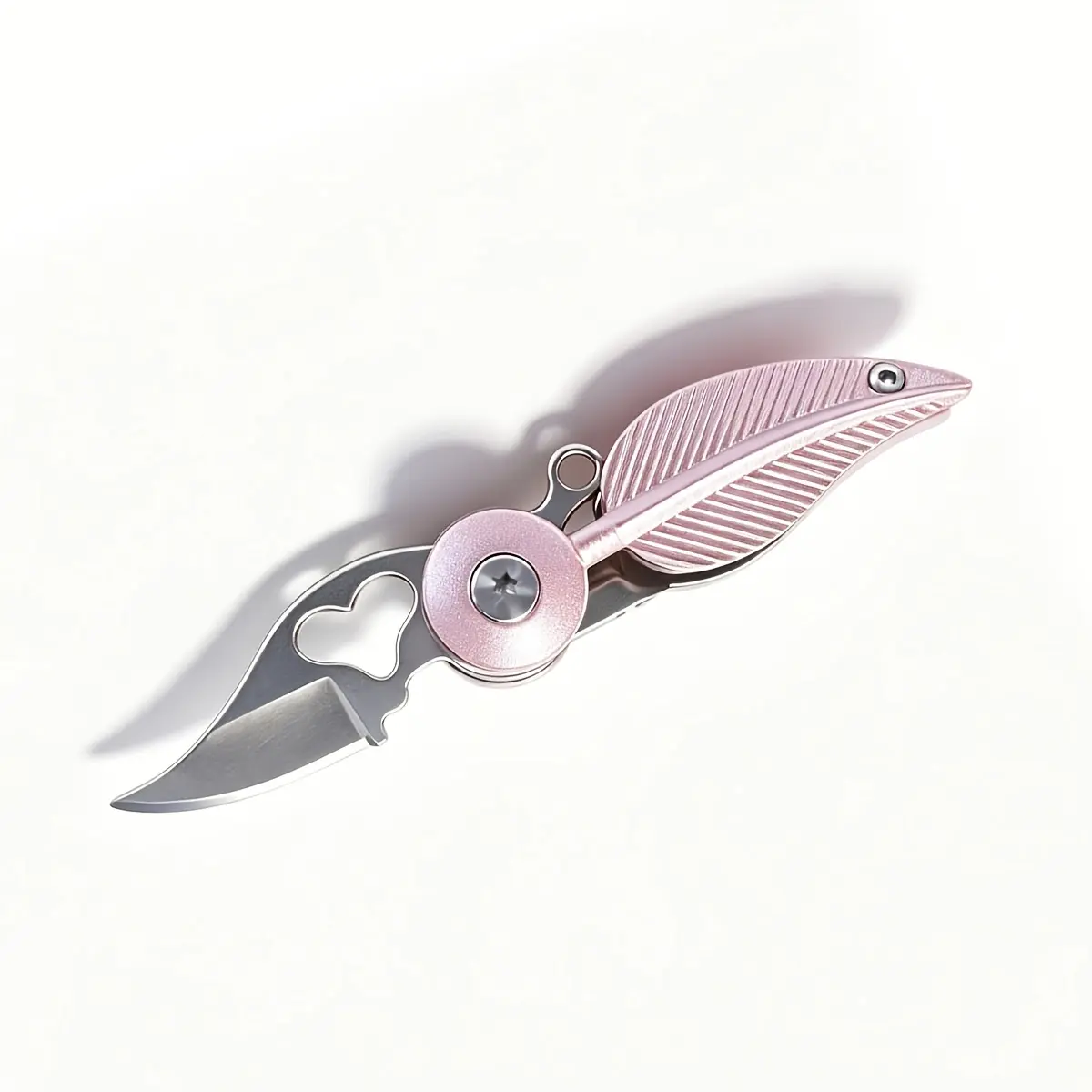1 Pink Leaf Shaped Folding Knife, Mini Portable Portable Hanging Accessory Disassembly, Express Camping Emergency Home Knife, Ladies' Portable Mini Unboxing Knife, Pocket Knives, Camping Supplies