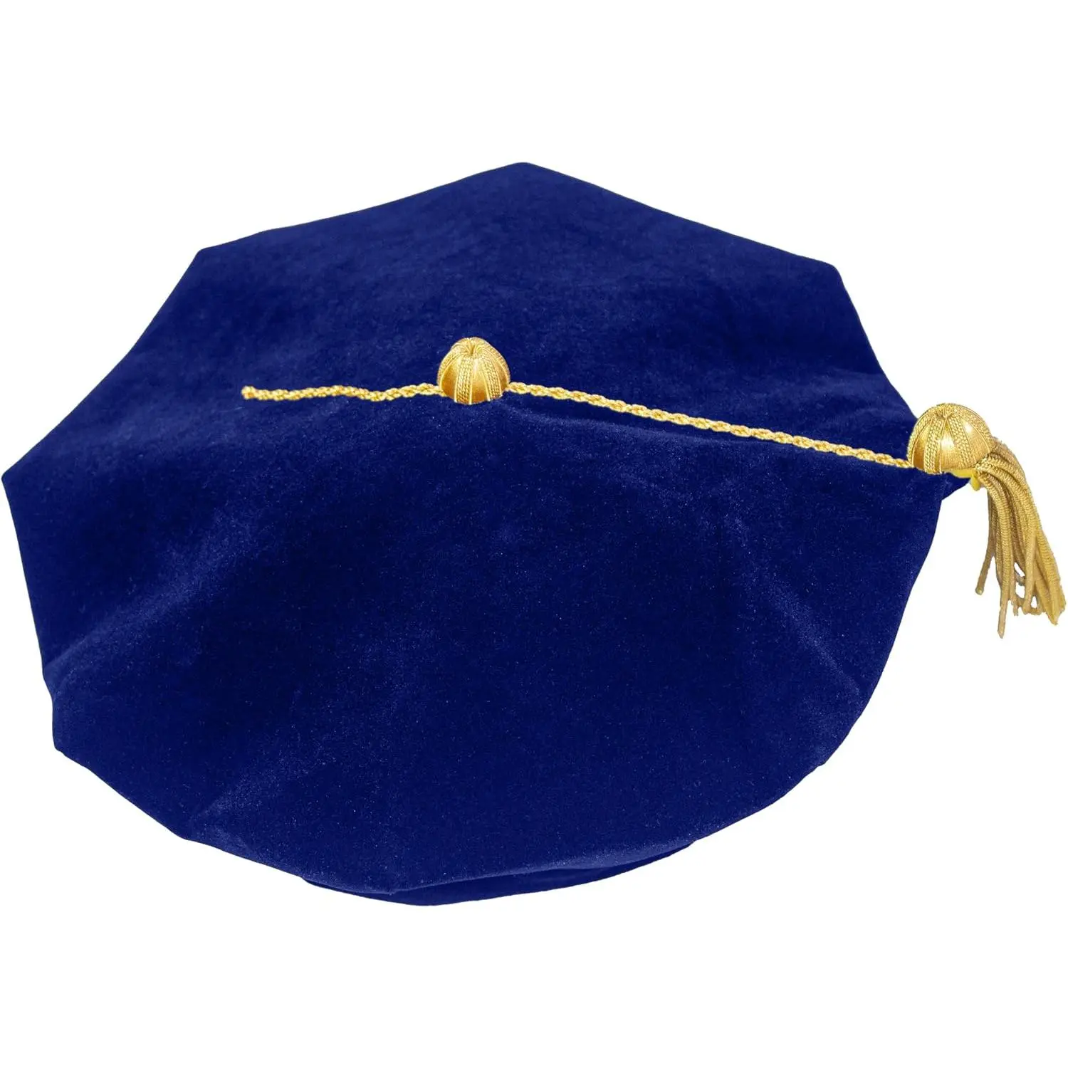 Doctoral 8-Sided Shape Graduation Academic Cap - 8 Sides, 1-Piece Synthetic Fabric, Bullion Tassel, Adjustable Fit, Formal Look for Graduation Customized Garments, One-Piece
