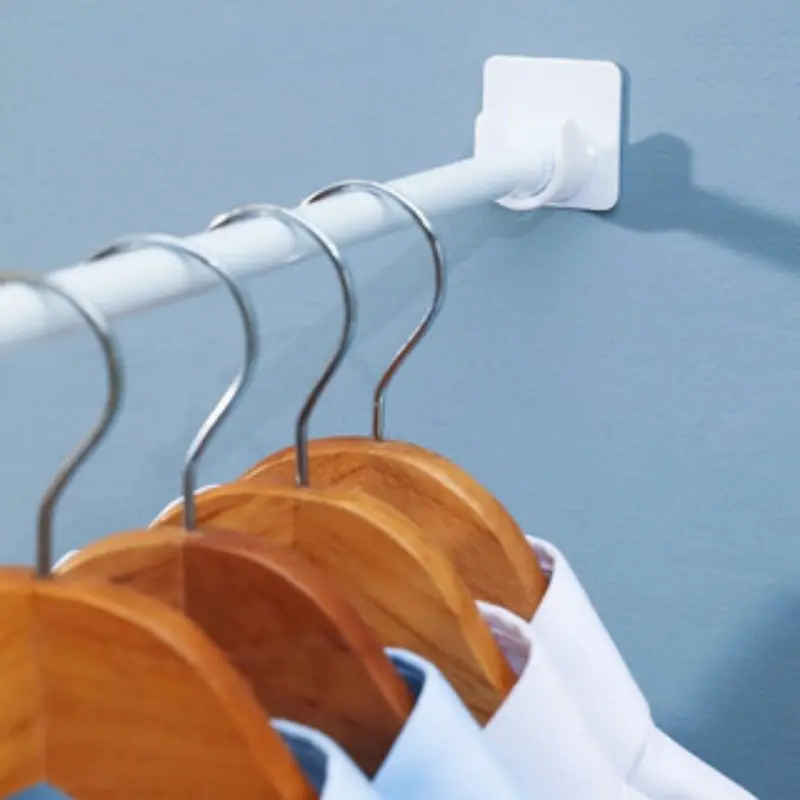 2pcs No-Drill Shower Curtain Rod Brackets, Easy Installation, Extendable Support, Durable Plastic, Modern Bathroom Decor