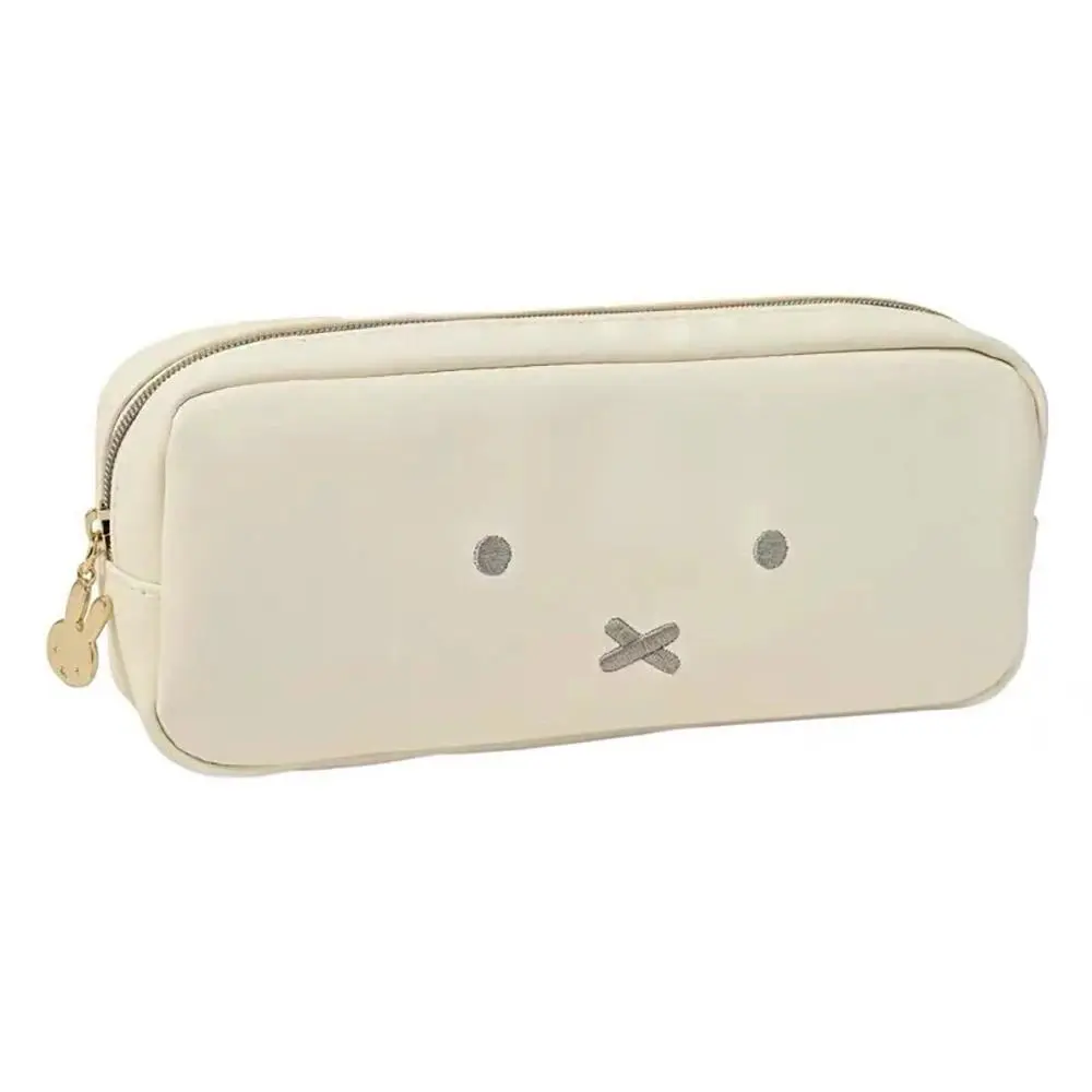 Miffy Kawaii Leather Pencil Box - Waterproof, Zippered, Embroidered Cartoon Rabbit Pencil Holder, Portable Girl's Gift Bag for DIY & Felt Crafts Organization