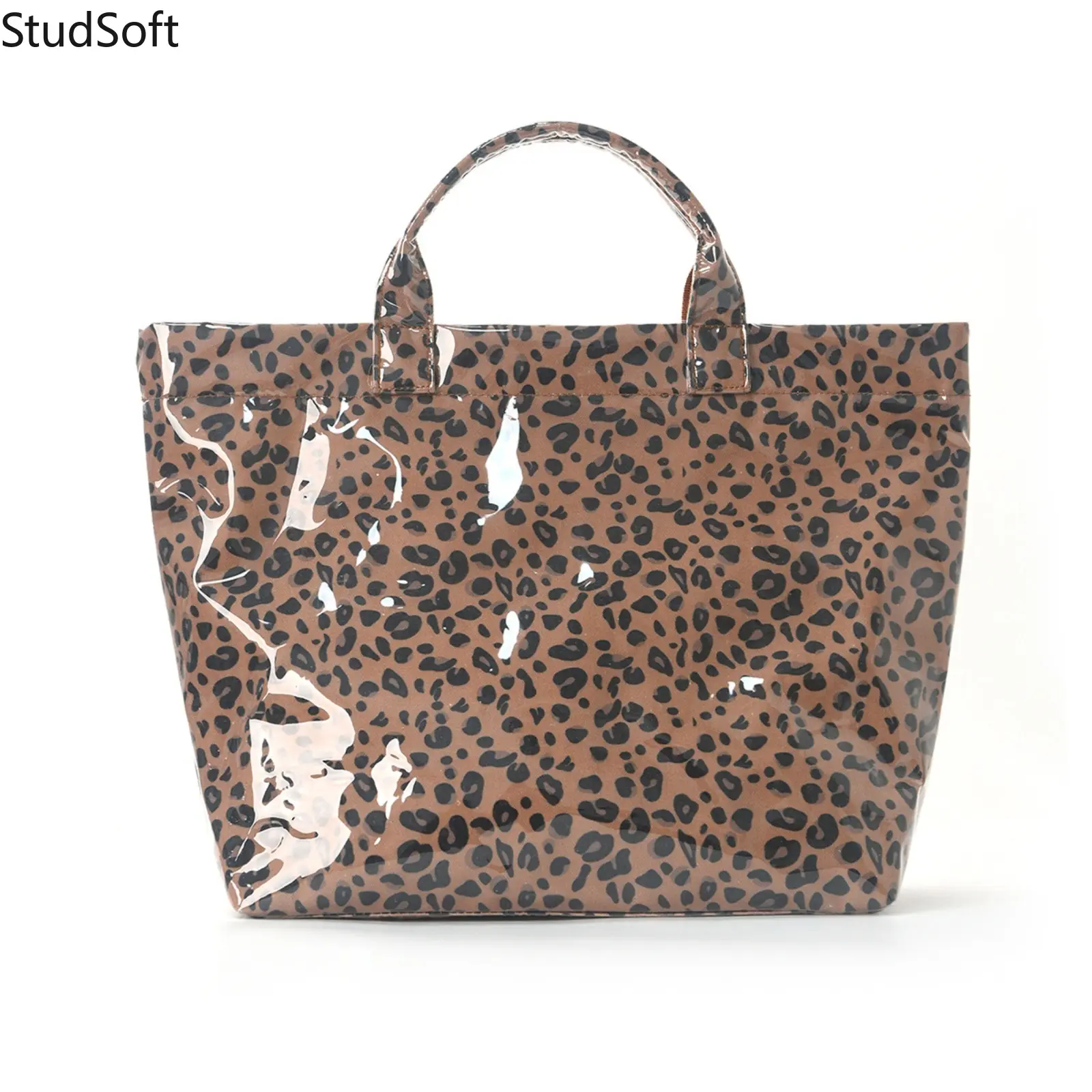 Women's Cheetah Print Tote Bag, Large Capacity Glossy PVC Jelly Shoulder Bag, Waterproof for Daily Travel and Outdoor Use, Shoulder Purse, Jelly Handbag, Patterned Bag, Casual