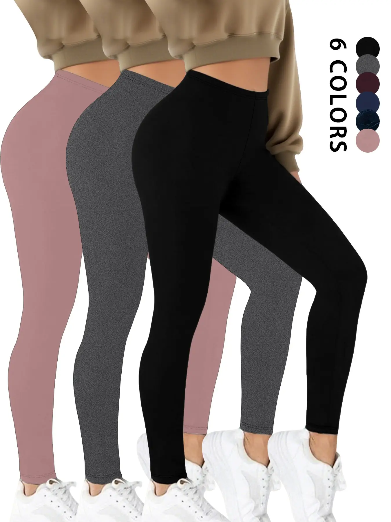 3 Pack Super Soft Leggings for Women, High Stretch Tummy Control, No See Through, Workout Yoga Running Pants, Sporty Style, All Seasons, Knitted Sports Pants