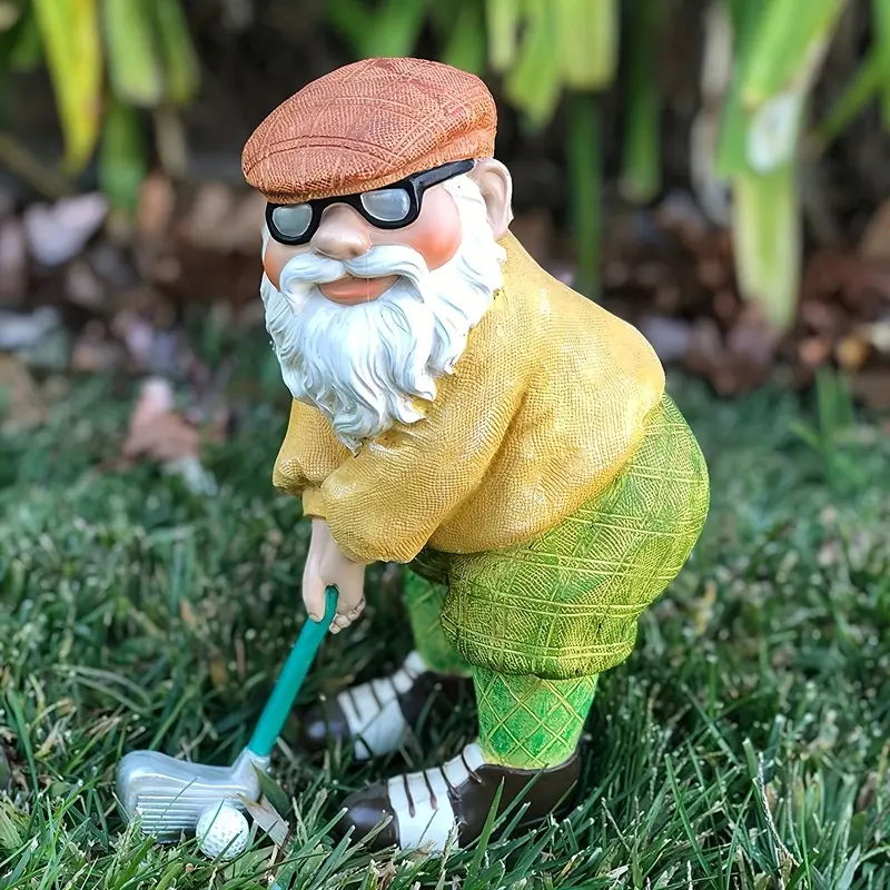 The whimsical golf dwarf statue - resin, highly suitable for outdoor gardens and home decoration, lawn decorations | festival decorations | bright colors, dwarf garden decoration