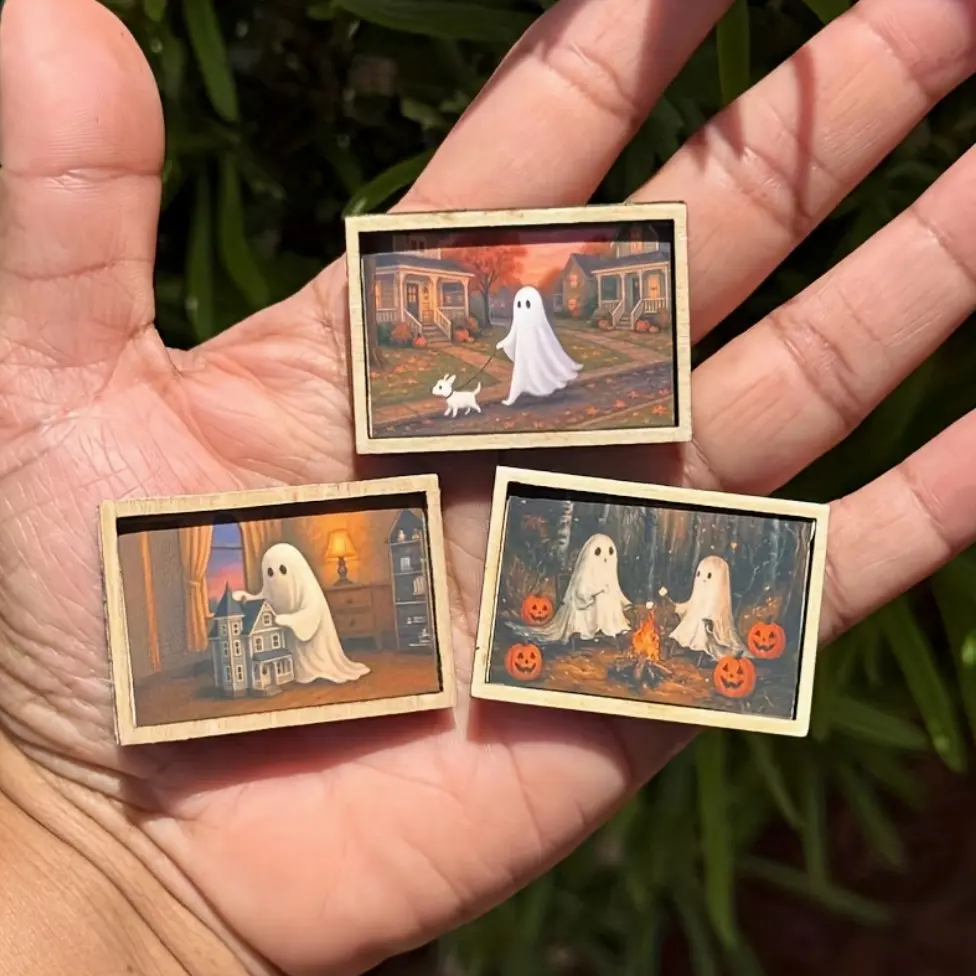 Halloween Miniature Decor Set, Spooky Haunted House Theme, Creative Wall Art Model, Party Scene Props, Party Decoration Supplies, DIY Decoration Accessories