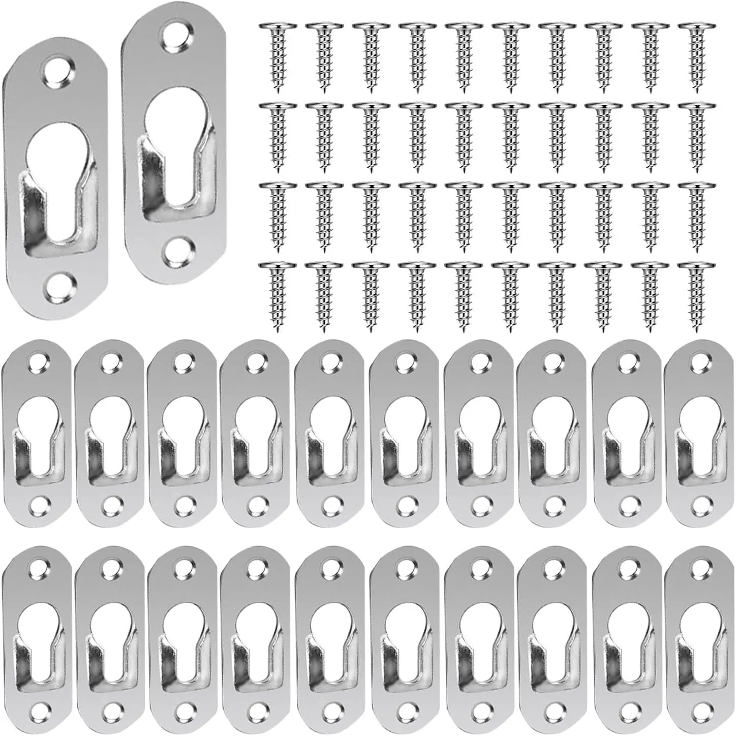 100 PCS Heavy Duty Metal Keyhole Hangers 1.7 x 0.65 inch Single Hole Hanging Picture Hanger Fasteners Hooks  Picture Frames Rivet tings
