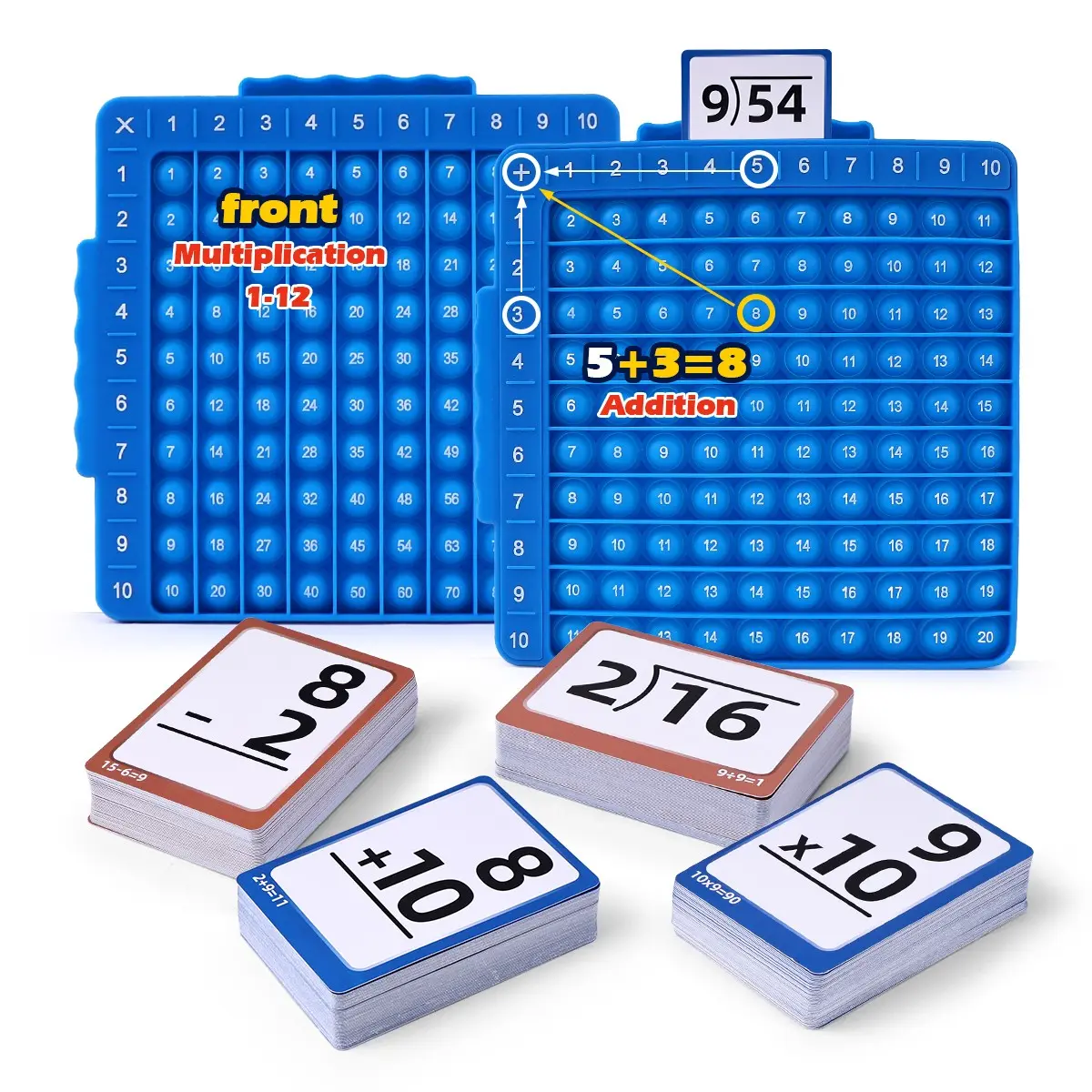 Math Press Bubble Board Set, Addition Subtraction Multiplication Division, Dual-Sided Flashcards, Stress Relief, Kids Gift, Ages 3+