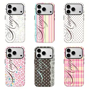 Pastel Stripes & Leopard Angel Cover |   Soft Girl Brat Y2K Vibe , For iPhone 11 12 13 14 15 16 17 Pro Max For Samsung S26 S25 S24 S23 -Gift For Her/Him/Anime lovers