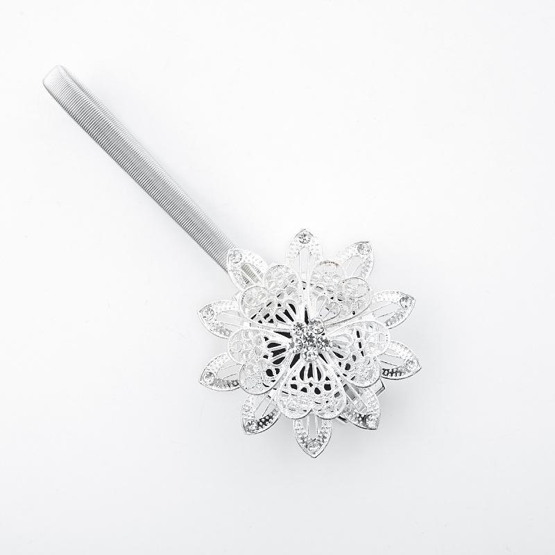 2pcs Crystal Flower Curtain Tiebacks Magnetic Holdback Clips, High Elasticity Spring Wire Fixing Accessories for Home Office Decorations Easy Install Curtain