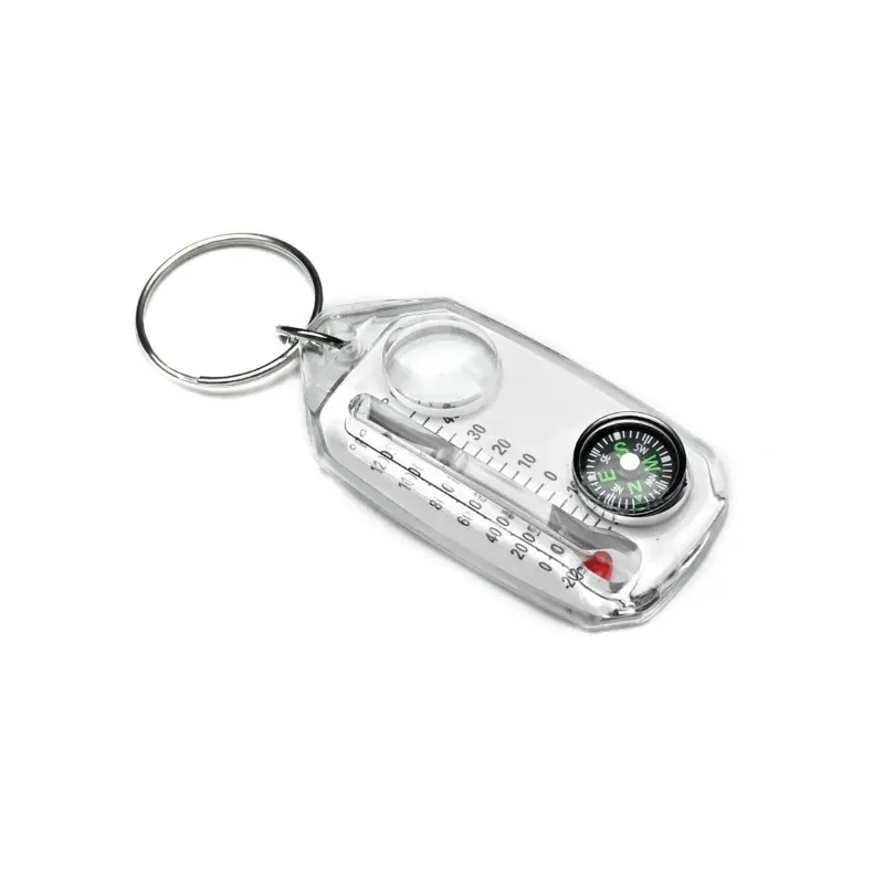 Portable Multi-Function Keychain Compass, Mini Outdoor Compass with Thermometer & Magnifying Glass, Pocket Survival Navigation Tool for Camping Hiking car key fruit cute cherry design bag charm extender chain little girl handbag extension classic