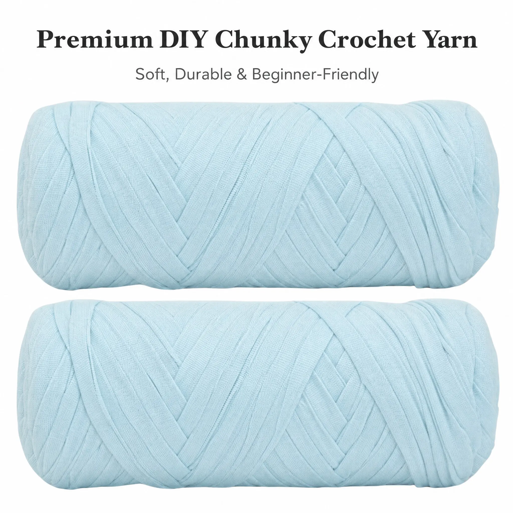 100% Polyester T-Shirt Yarn 2 Rolls 400g (200g Each) Chunky Fabric Yarn for Crochet & Knitting – Soft Ribbon Yarn for DIY Bags, Baskets, Rugs, Blankets