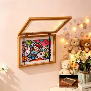 Magnetic Flip-Top Frame for Artworks, Dual Use Hanging and Standing, Large Capacity Photo Frame, Home Decor for Handmade Awards and Memories