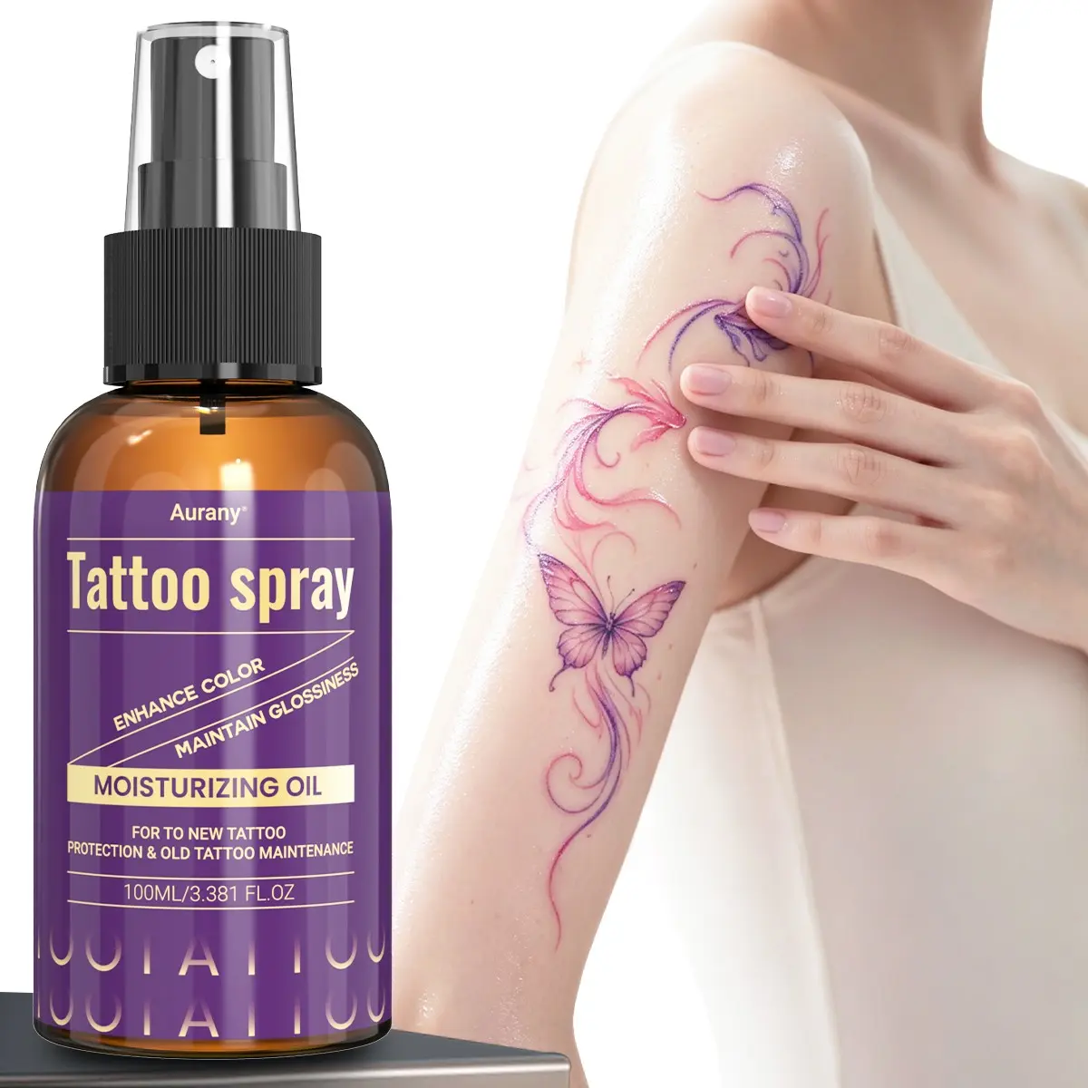 Tattoo After Care, Tattoo Aftercare Spray, Tattoo Brightener For Old Tattoos，Aloe Vera Extract Nourishes & Protects，Maintains Tattoo Radiance， Enhances Color For New & Old Tattoos – Perfect For Daily Tattoo Care!