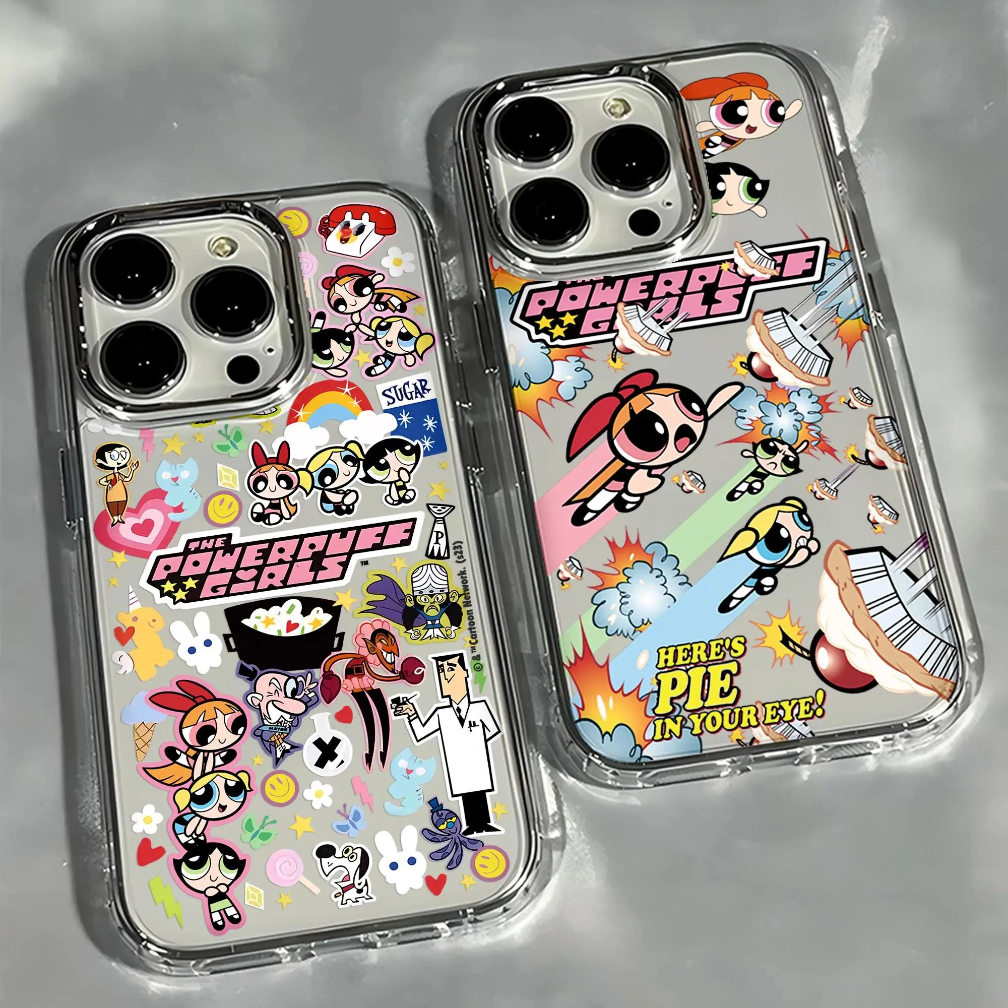 Clear Base Full Super Hero Girl Mixed Candy Heart Sticker Hard Clear Matte Cover For IPhone 17 16 15 11 12 13 14 ProMax Plus Air Cover