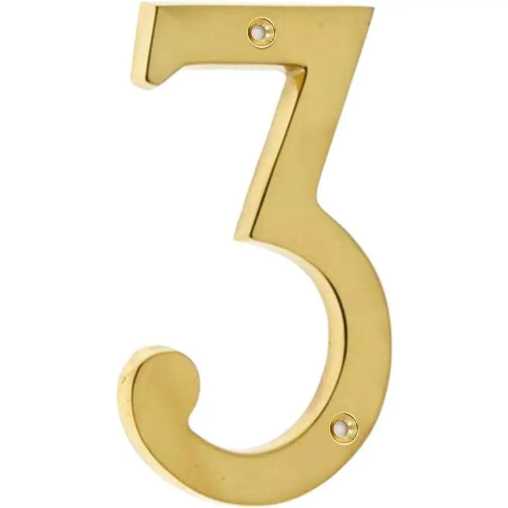 4 Inch  Bright Solid Brass Door House Numbers and Street Address Plaques Numbers for Residence and Mailbox Signs.