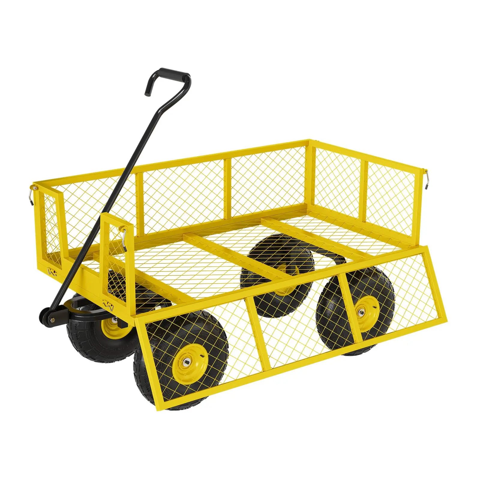 900LB Capacity Heavy Duty Garden Wagon - 3-in-1 Steel Cart with 10" Silent Wheels for Soil & Tools - Rust-Proof All-Terrain Utility Cart