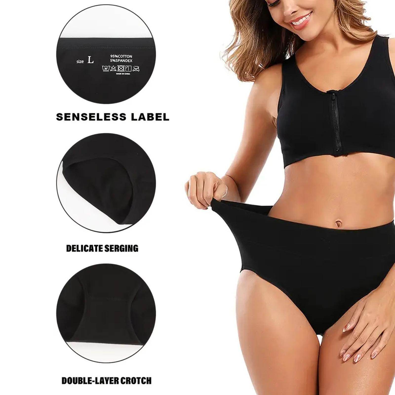 LEVAO Women's Cotton Underwear Comfortable Solid Color High Waisted Briefs Coverage Fashion Panties 5Pack S-XXL SpringStatements