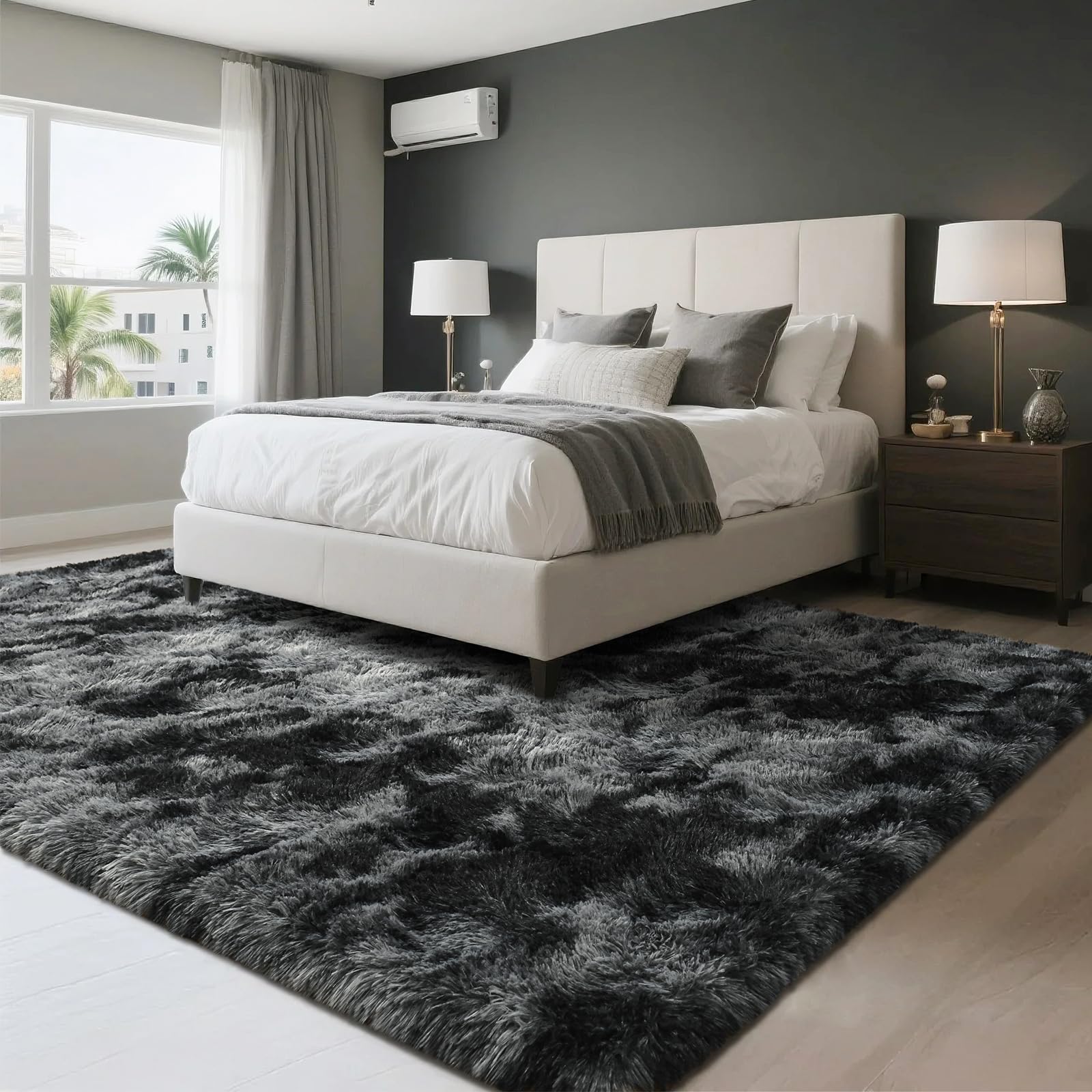 [Black Friday] Large Fluffy 8x10 Area Rugs for Living Room Bedroom,Tie-Dyed  Thick Shag Throw Rug,Big Soft Shaggy Bedside Non-Slip Plush Dorm Nursery Kids Carpet, 5x8, 6x9, 8x10 Feet, Grey, Pink, Blush,Brown,Orange, Green, Blue