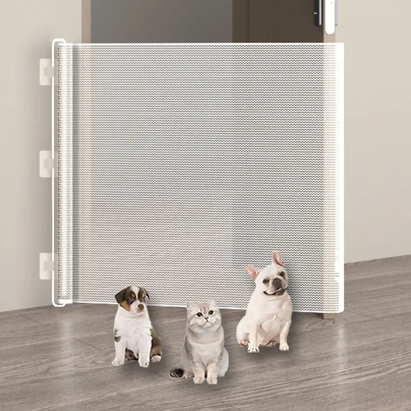 Anti-Cat Escape Fence No-Drill Retractable Pet Barrier Stair Door Divider Small Dog Fence Cat Barrier Cornerable