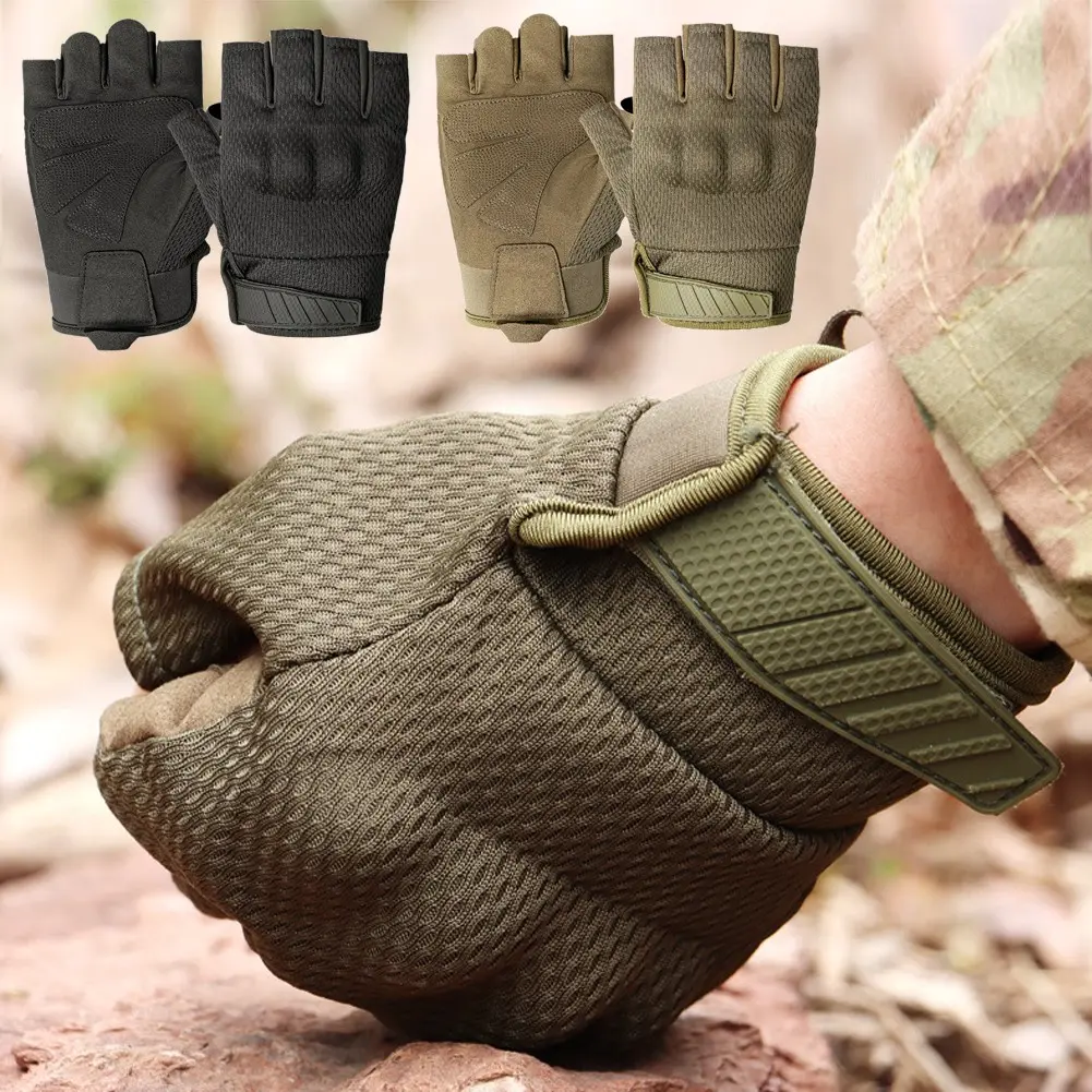 Men's Functional Fingerless Sports Gloves - All Weather Grip, Ambidextrous, Shock-Absorbing Biker Gloves for Outdoor Cycling, Light Work, All Weather Grip Sports Gloves, Ambidextrous Sports Gloves