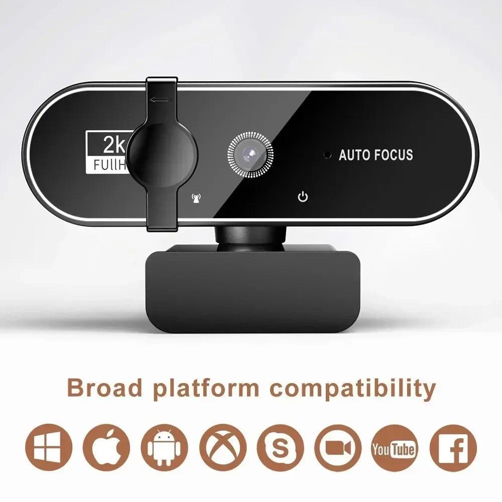 4K Full HD Webcam with Microphone Autofocus 8MP Website Camera for Windows PC Laptop IOS Macbook External Web Cam Video Calling