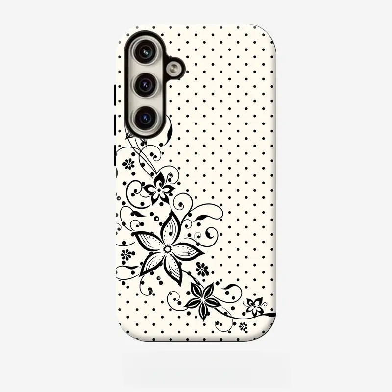 Polka Dot Butterfly Dance Film 2-In-1 Compatible for Galaxy S26 S25 S24 S23 S22 S21 S21+ S21 Ultra Plus FE Edge S20 A15 A16 A17 A23 A32 A34 A35 A36 A52 A53 A54 A55 A56 Full-Coverage Anti-Fall Fashion Easy Unisex Phone Case