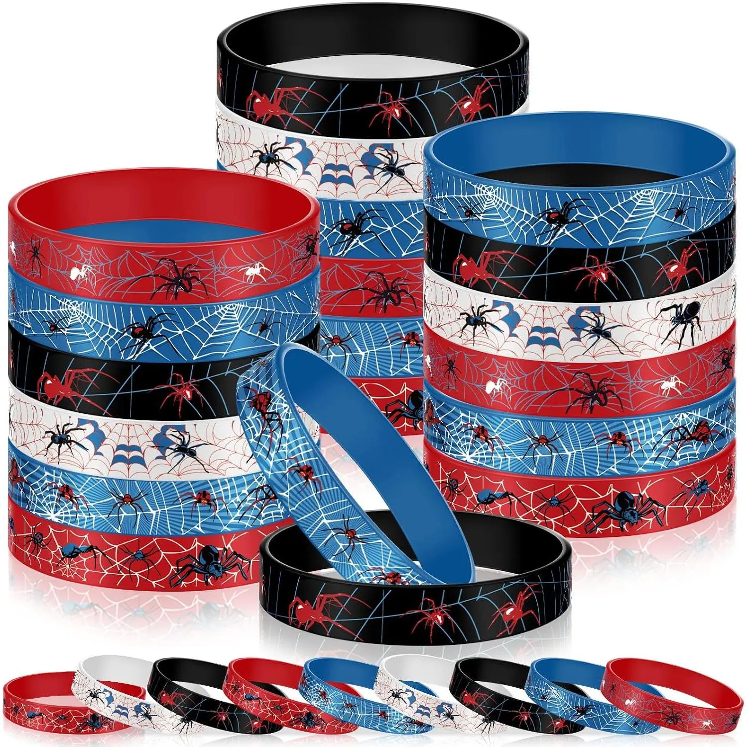 24 count Spider Party Favors Spider  Wristbands Rubber Bracelets  Birthday Decorations Supplies for Adult Halloween Birthday Party Favors
