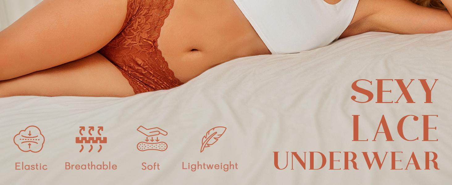 Sexy Underwear Panties for Women Cheeky V Waist Lace Boyshorts Lingerie Plus Size Underwear Gift Wife Women 5 Pack