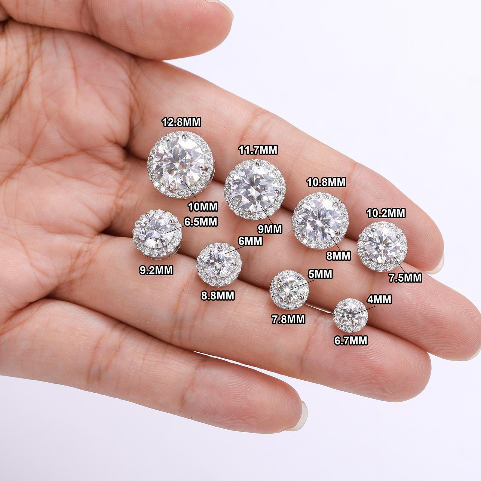 [D1 E103 ] S925 Halo VVS Round Cut Synthetic Moissanite Stud Earrings Screw Back Halo Synthetic Moissanite Earrings Jewelry Perfect Birthday Gift Men's Women's Silver Studs Gold Studs Wedding Set E103