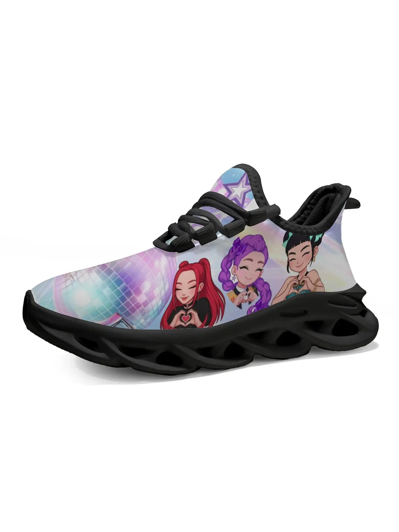 2026 Hot Girl Group Style Women'S Casual Sneakers Unique Print Design Trendy Fashion Sneaker Laces Rubber Sole Perfect For Anime Fans And Teen Parties Sneakers Fashion Footwear