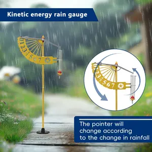 Unique Windmill Style Rain Gauge, Floating Rainfall Measuring Tool with Stable Stand, Weather Resistant Outdoor Rain Meter Decoration, Weather Monitoring Tool and Instrument for Garden Decor, Lawn, Patio, Backyard & Gardening Gift