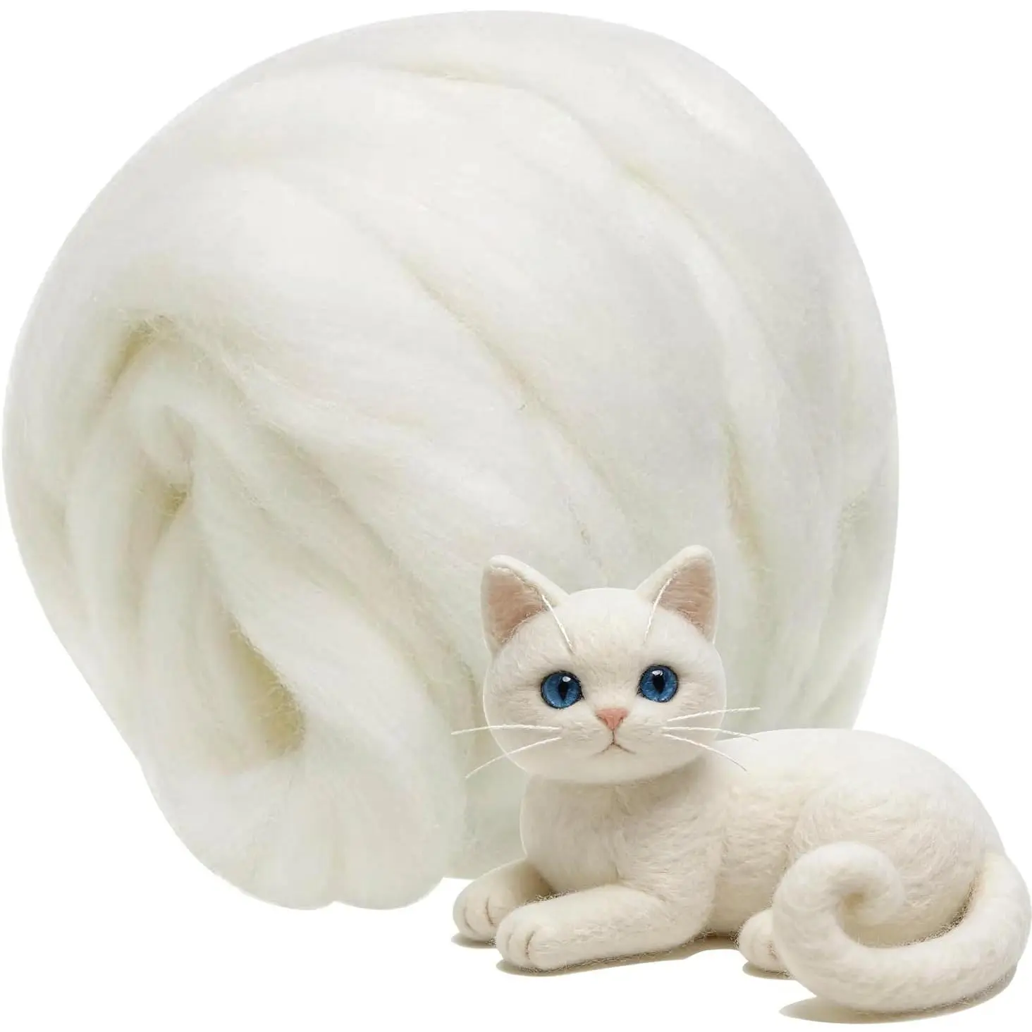 Roving - 3.5oz White  Felting  Roving for  Felting, Wet Felting, Spinning & Tapestry DIY