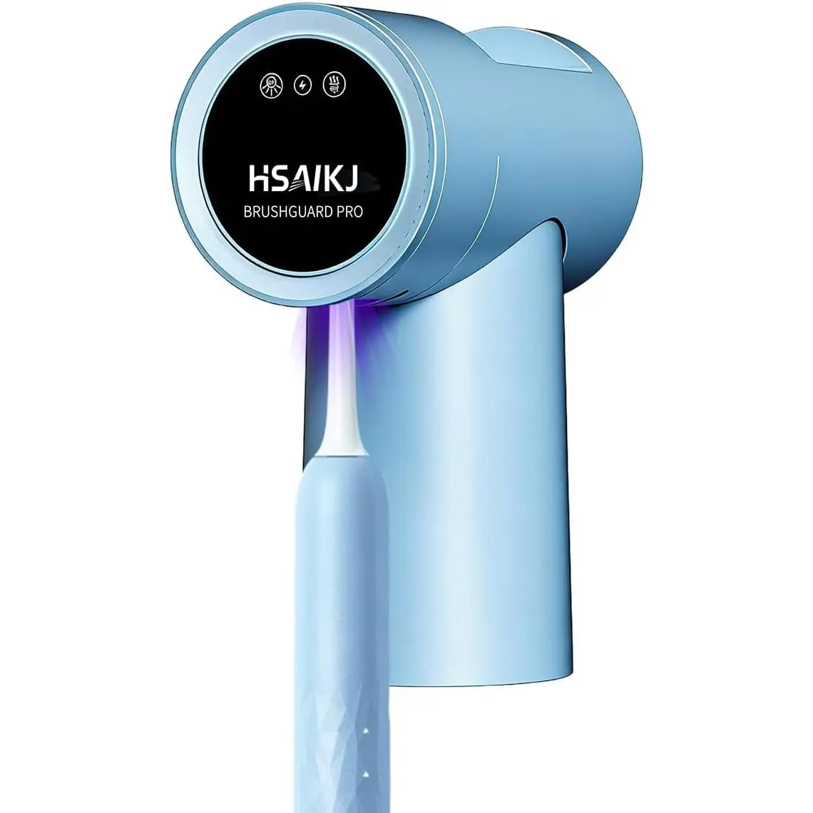 Minimalist Acrylic PP Wall-Mounted Toothbrush Holder, Modern Compact Single Bathroom Organizer - Electric Toothbrush Compatible, Smart Lid Sensor, UV+Heating Care, Heated Air Drying, Magnetic Cup, Toothpaste Storage (Blue)