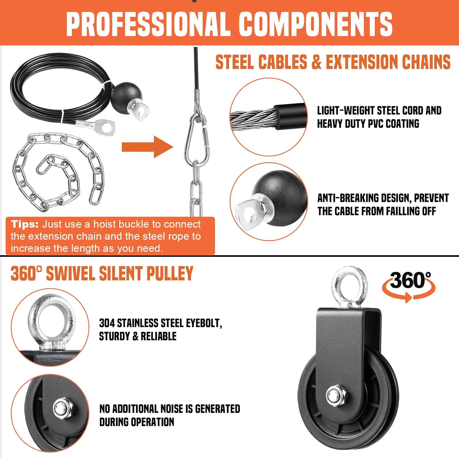 SUNDAY MIRTH Pulley System Gym, Power Rack Pulley Attachment with 2-in-1 LAT Pull Down Bar and Upgraded Loading Pin, for Triceps Pulldown, Biceps, , SUNDAY MIRTH Pulley System Gym, Power Rack Pulley Attachment with 2-in-1 LAT Pull Down Bar and Upgraded Loading Pin, for Triceps Pulldown, Biceps, ,